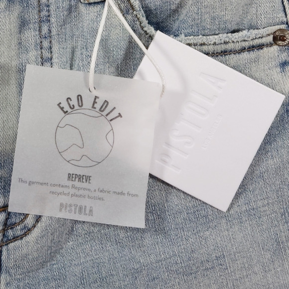 NWT Pistola Aline Distressed Skinny Crop Eco Denim Jeans Sz. 26x25 Lenox Blue - Picture 7 of 10